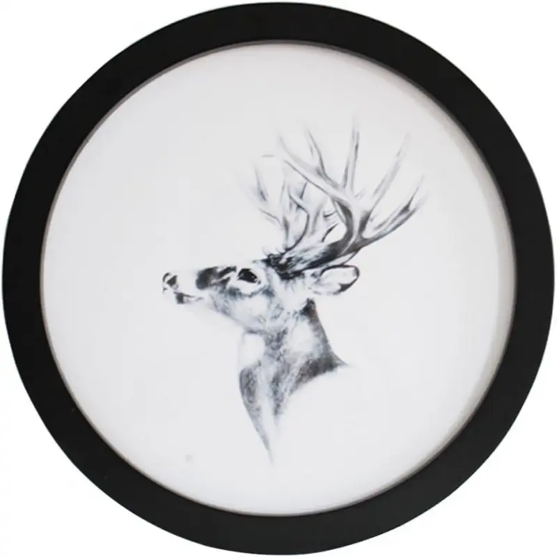 Round Photo Frame Wooden Wall Mounted Stylish Picture Frame Home Decor Black 7 inch