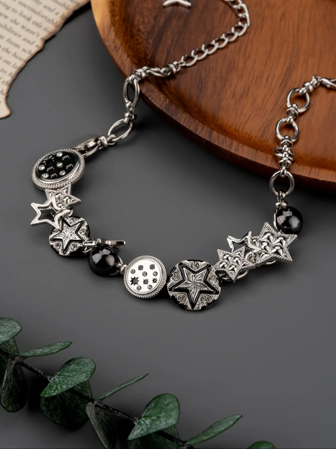Women's Punk Style Halloween Necklace, Hand-Painted Starry Enamel Chain, Iron Material, All-Season Accessory, Fashion Jewelry, Gothic Witch Jewelry, Witchy Jewelry