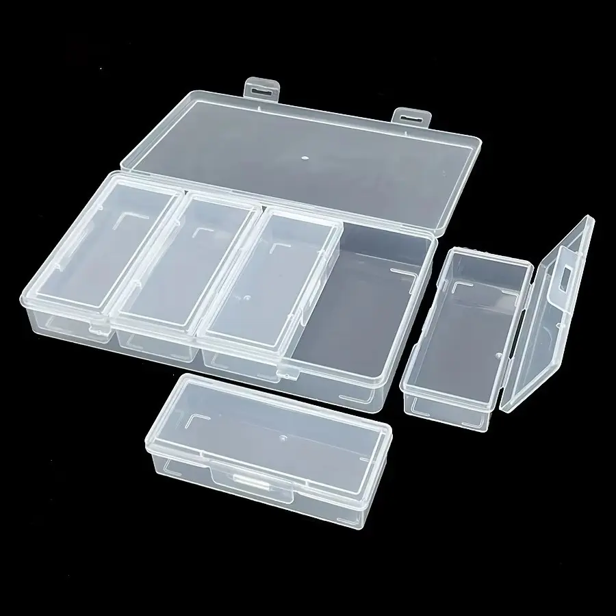 4 Adjustable Dividers Clear Plastic Storage Organizer Box, Craft & Sewing Supplies Container, Removable Compartments, Divided Compartments, Easy to Organize, Clear Plastic Containers