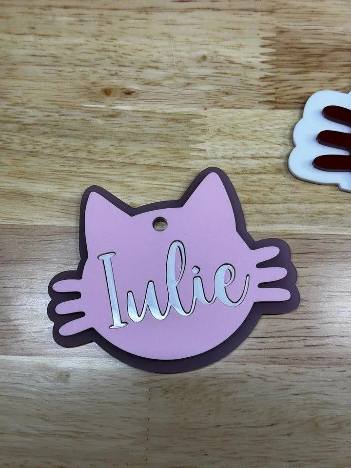 Acrylic Cat Key Chain - 3 1/2 Inch Personalized Name