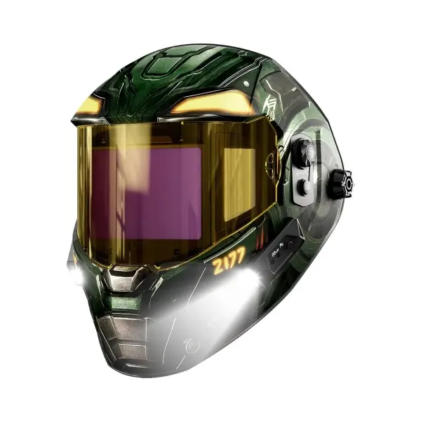 ANDELI Welding Helmet​ with 2 Light PRO，Digital Filter with Internal Display,7.2"x3.2" Auto Darkening Panoramic View，Type-C Fast Charging,True Color for  Cut Grind（1500mAh+）, 7.2" X 3.2", Batteries Built-In weld helmet tig mig arc