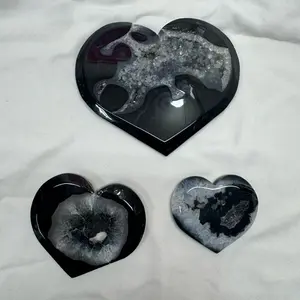 Onyx Crystal Druzy Hearts Small