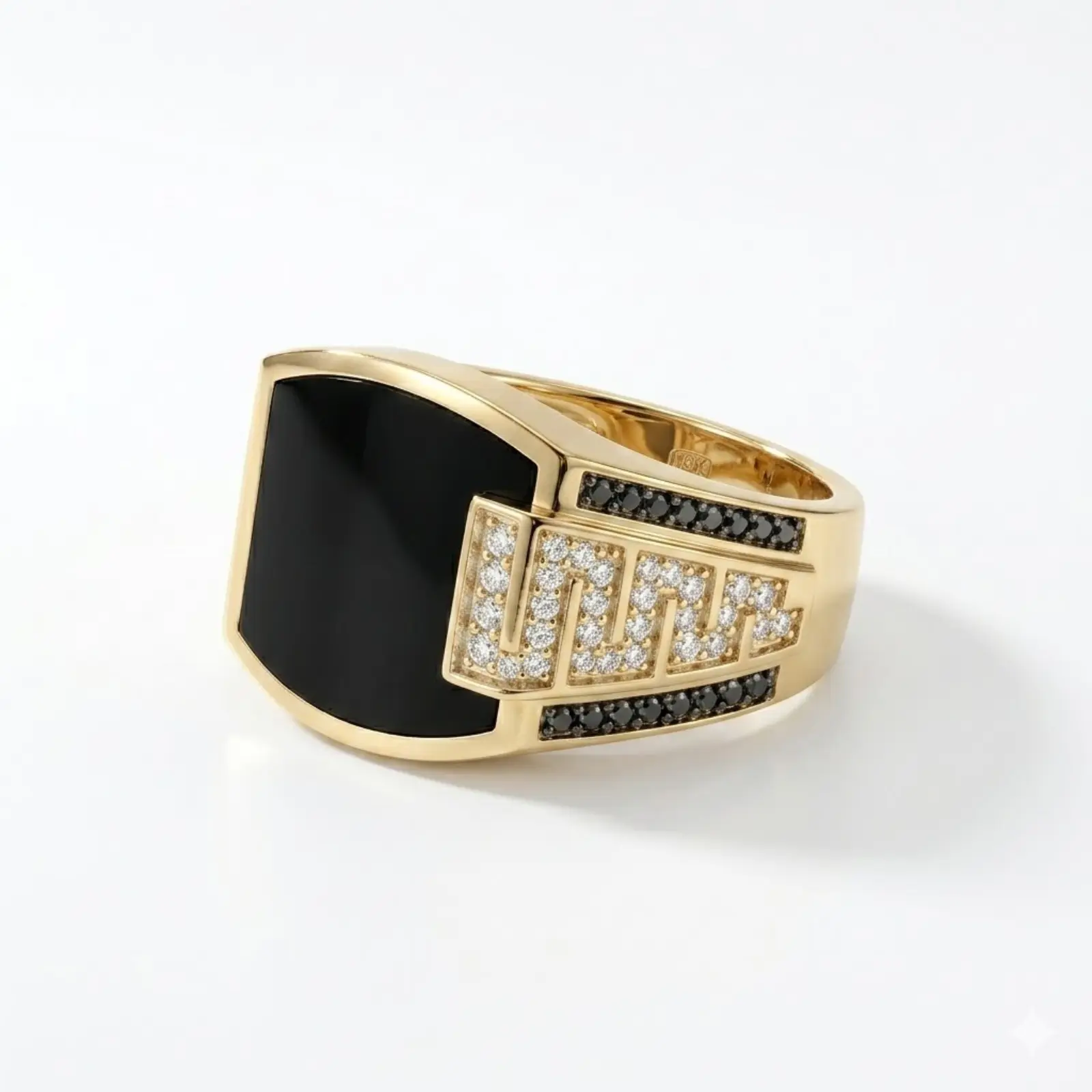Men's 18K Gold Plated Black CZ Ring, Cubic Zirconia Fashion Ring for Men, Statement Band, Wedding Band, Promise Ring, Sizes 6-10, Gift for Him