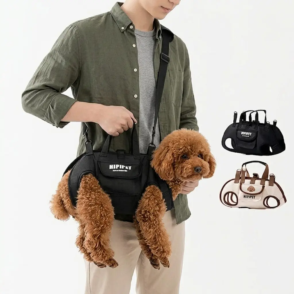Dog Lift Harness Pet Sling Carrier, Spine-Friendly Horizontal Carry Dog Support Harness, Breathable 3D Mesh Small Dog Carrier with Leash & Pocket, for Elderly Dogs Post-Surgery Recovery, S/M/L