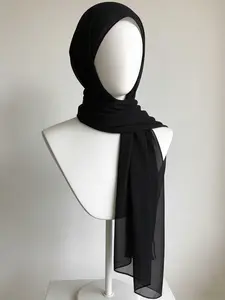 Women's Pure Color Chiffon Headscarf, Casual Hijab, Soft Lightweight Fabric, Ideal for Daily Wear & Stylish Accessories, Perfect Gift Choice