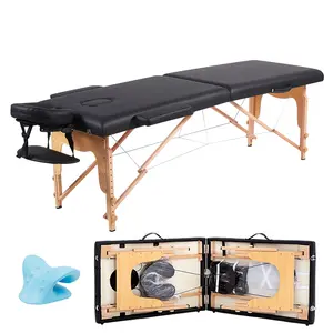 Portable Massage Table with Neck Stretcher, Adjustable Lash Bed Massage Bed Tattoo Table for Eyelash Extensions Beauty Tattoo,Black