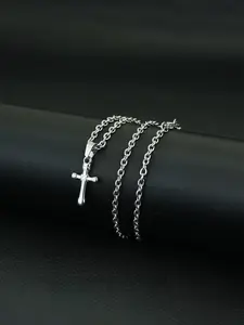 Men's Cross Pendant Necklace, Stainless Steel Chain Necklace, Religious Jewelry Gift in Christian Style, Prayer Accessory