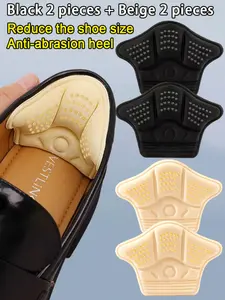 4 pieces of self-adhesive thick sponge insoles, anti-abrasion heel pads, suitable for large-sized shoes to adjust to smaller sizes, black/mustard color sports shoe protectors, casual shoe protective pads, Soft Cushioned Insoles