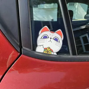 Turbo Granny Maneki Neko Vinyl Sticker, DanDaDan Anime Car Decal, Lucky Cat Meme Funny Sticker For Laptop Car Decor