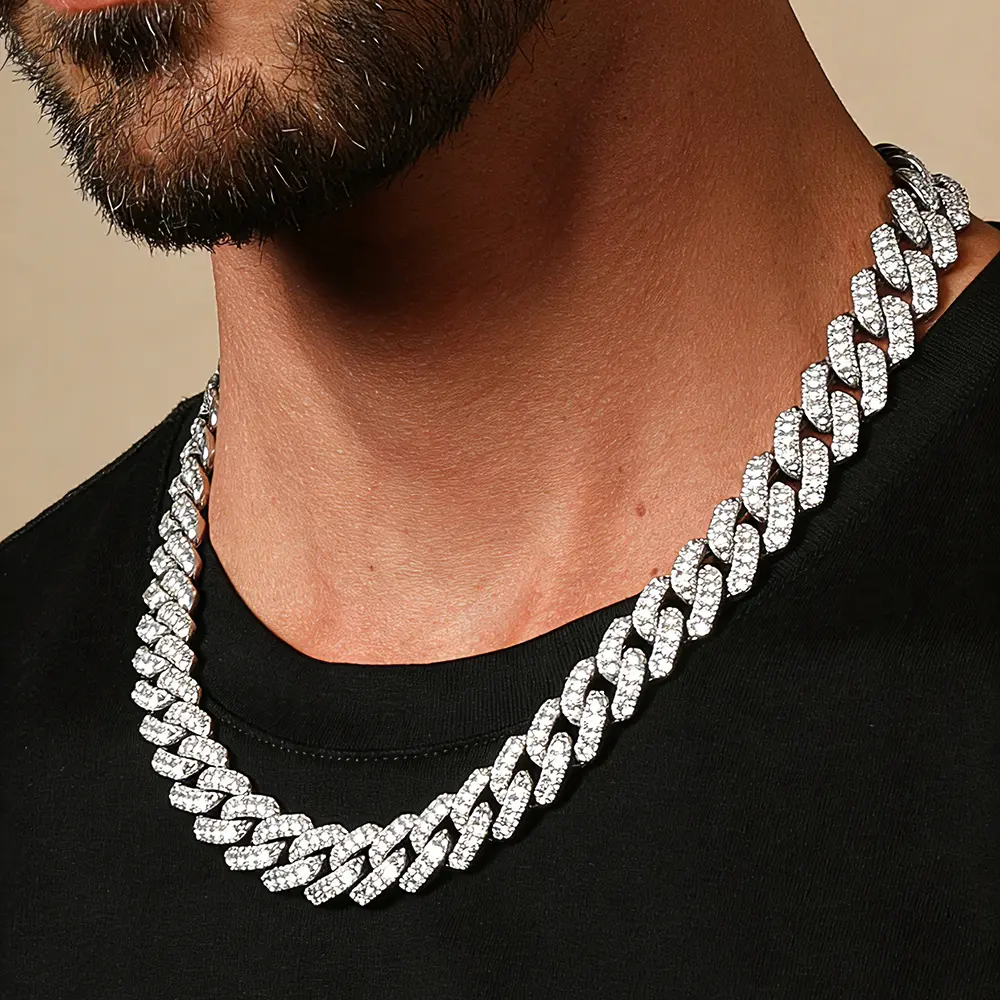 Men's Stainless Steel Cuban Chain Necklace, Golden/Silvery Non-Tarnish Hip Hop Miami Long Cuban Link Chain, 14K Gold Plated Italian Style Minimalist Layering Cubic Zirconia Jewelry for Men, Gift for Son and Adult summerwins