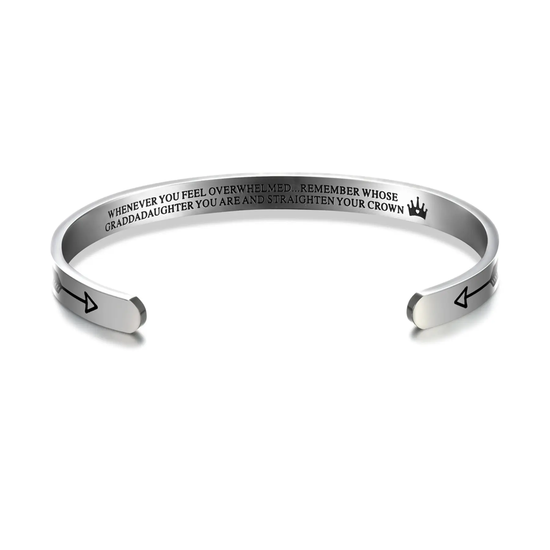 OIDEA Engraved Cuff Bangle for Granddaughter, Heirloom-Inspired Stainless Steel Jewelry, Tarnish-Resistant, Sentimental Graduation Gift