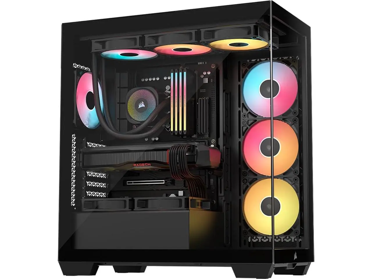 CORSAIR 3500X RS-R ARGB Mid-Tower PC Case – 3x Pre-Installed RS120-R ARGB Fans – GPU Anti-Sag Arm – Tempered Glass – Fits up to 10x 120mm Fans – Reverse Connection Motherboard Compatible
