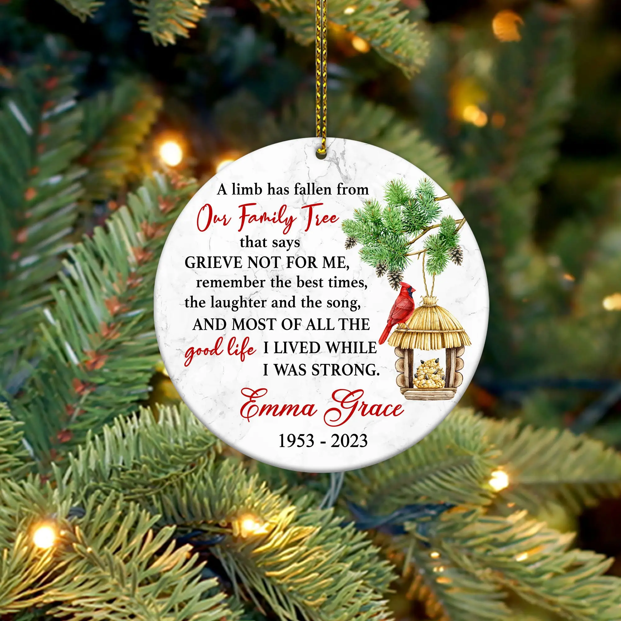 Memory Christmas Ornament, Memorial Christmas Round Ornament Sublimation, Merry Christmas Ornament, Christmas Gifts, Gift Ideas For Family, Gift For Her, For Him,Thanksgiving, New Year