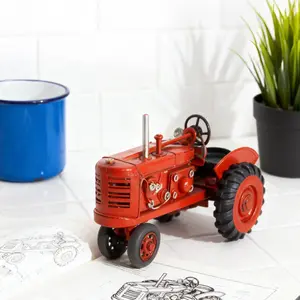 Handmade Metal Tractor Model, Detailed Farm Vehicle Desktop Decoration, Vintage Home Office Bookshelf Ornament, Perfect Farmer Gift
