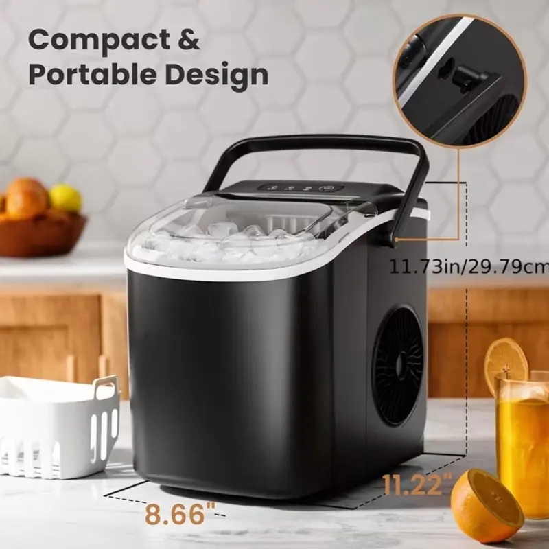 Home Made Ice Maker / Bullet Shape / 26lbs/24HR / Summer Essentials Ice Making Machine Icemakers Countertop