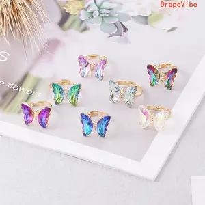 Gradient Butterfly Ring Trendy INS Stylish Elegant Unique Hand Accessory For Women Daily Wear