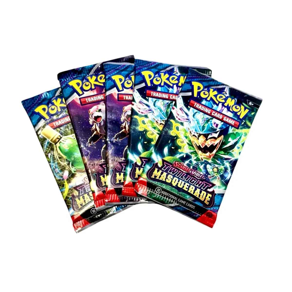 Pokemon Twilight Masquerade Sealed TCG Booster Packs - 5 Collectible Trading Card Packs (Non-Sports Trading Card Bundle), Sealed Trading Card