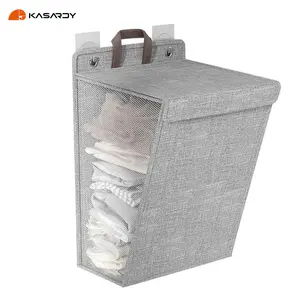 Kasardy Laundry Basket Clothes Hampers for Laundry, Collapsible Laundry Hamper with Lid and Handles, Portable Dirty Clothes Basket for Laundry Room and Bedroom, Versatile Storage Basket Small Laundry Basket Organiser Wall