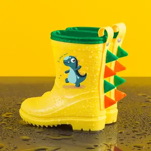 Dino Toddler Rain Boots Boys Girls 1-8Y Anti-Slip Mid-Calf Kids Rain Shoes Waterproof Lightweight Comfortable for School Play Outdoor
