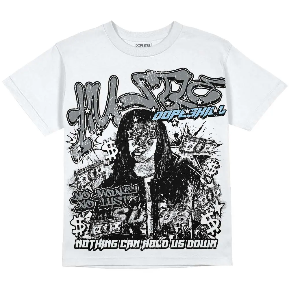 DopeSkill Oversize Print Graphic Tees Wolf Grey 5s Streetwear Unisex Cool T-Shirt Sneaker Colour Matching No Money No Lust Graphic