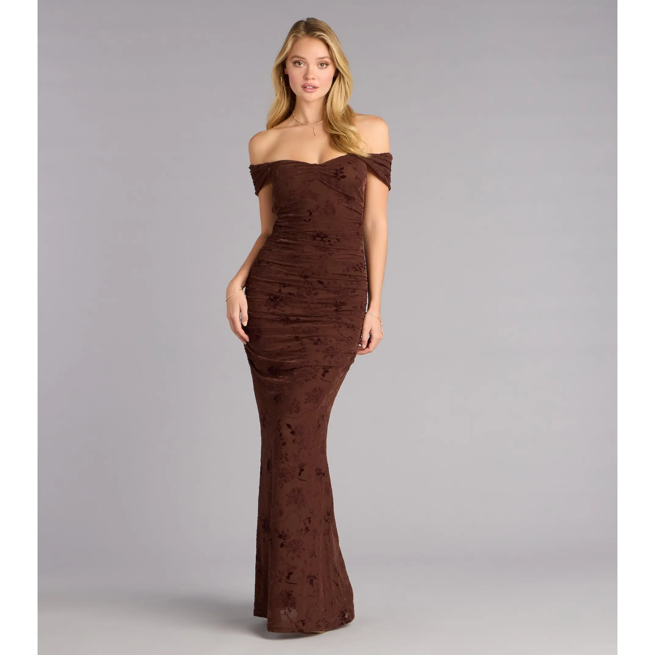 Kourt Flocked Velvet Mermaid Formal Dress