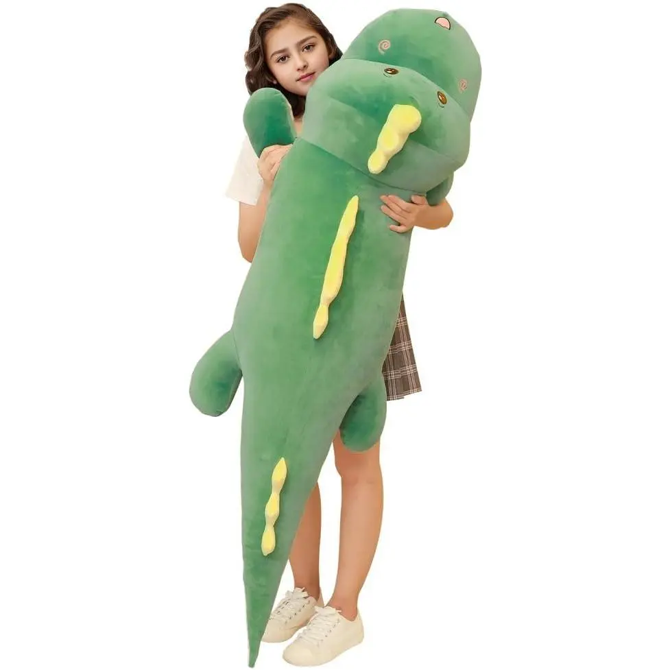 68 Inch Jumbo Dinosaur Plush Toy Pillow Giant Stuffed Animals 5.6 Feet Plushie Cute Cuddle Body Pillow Gift for Kids Boys Birthday