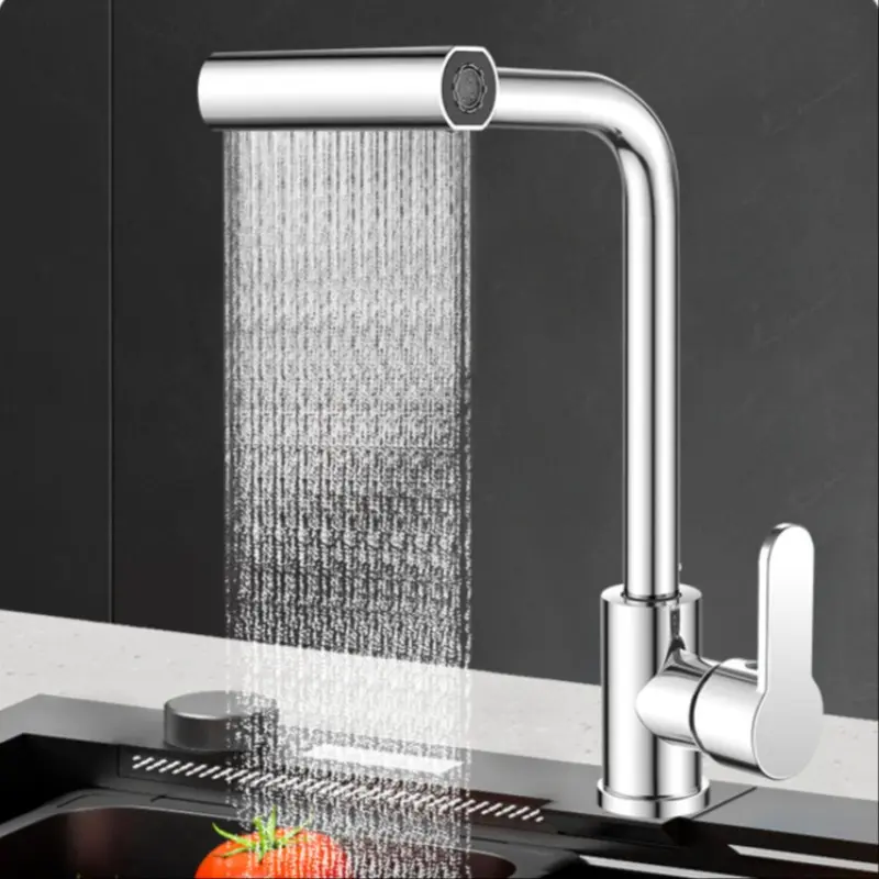 Waterfall Design Plastic Kitchen Faucet, High Arc Faucet with 360 Degree Rotating Spray Head, Cold Hot Water Mixer Tap for Sink Installation