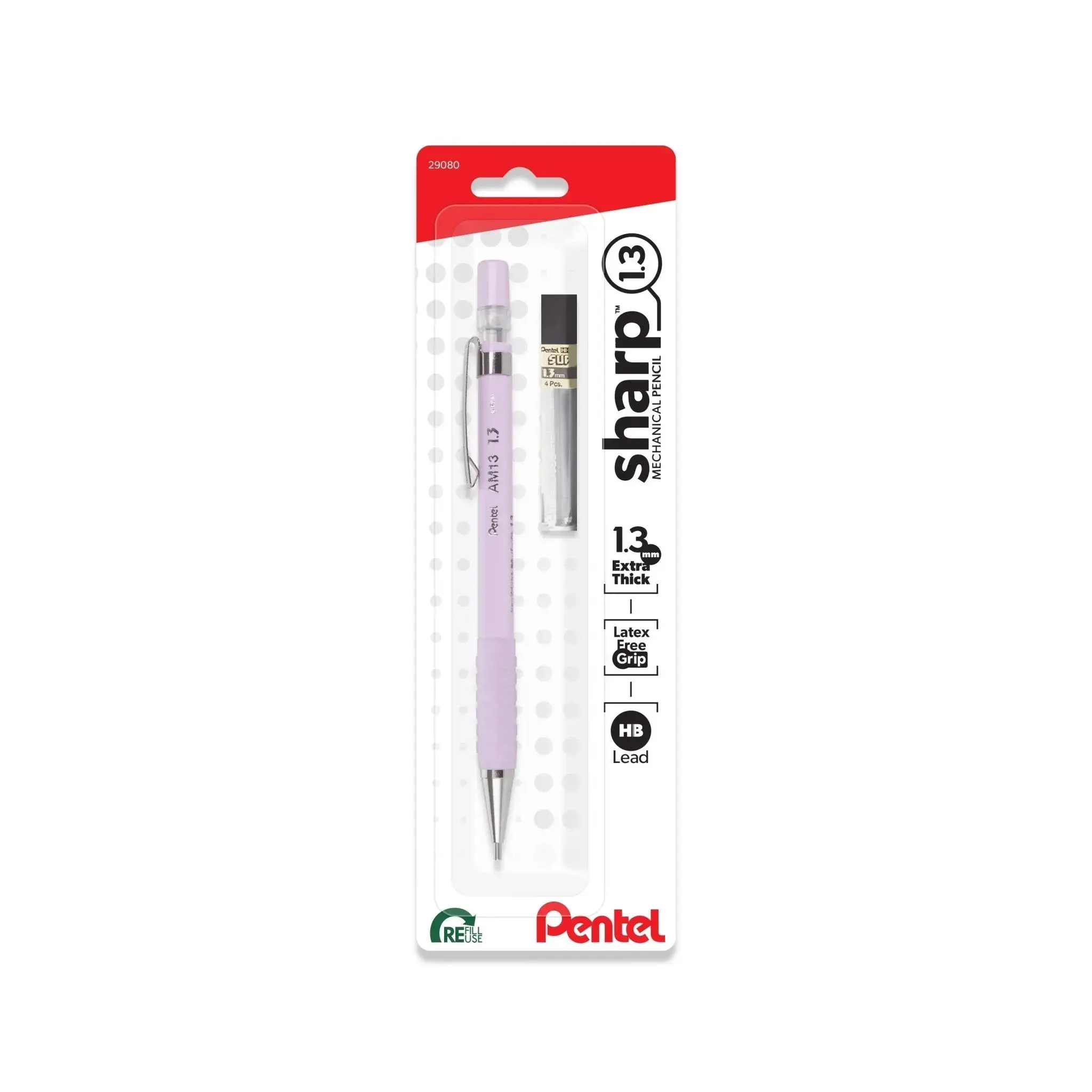 Sharp 1.3mm Lead Mechanical Pencil - Purple Pastel Durable Barrel, Ergonomic Design Grip, Easy Lead Refill Included, Smooth Writing Office Stationery for Artists’ Creative Tasks, Hassle-Free Lead Refill