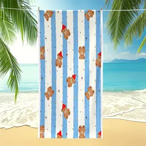 Cartoon Teddy Bear Beach Towel, Cute and Fresh Print Design, Lightweight and Quick-Drying Towel, Suitable for Teens and Children at the Poolside, on Vacation, Travel, and Outdoor Summer Use, Lightweight
