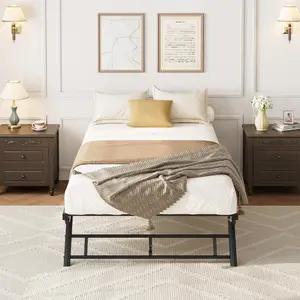 【GARVEE】Trundle Day Bed with Lockable Casters,Foldable Metal Platform,White