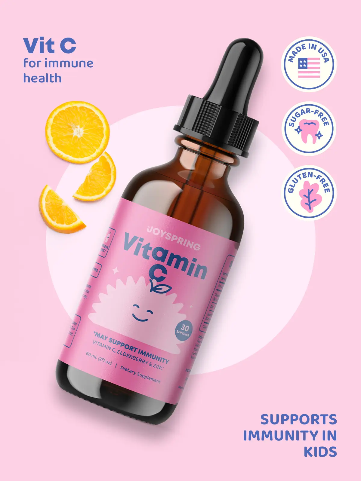 JoySpring Vitamin C with Zinc – Organic Immunity Support with Elderberry Natural