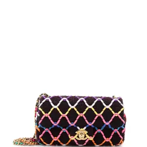 Pre-owned CHANEL Tweed Shoulder Bags Pearl Crush Flap Bag Quilted Mini by Rebag