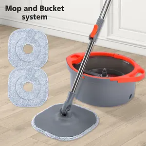 [2025 Upgraded] Spin Mop and Bucket System Set, Dirty & Clean Water Separation System, Adjustable 360° Rotating Mop-Head With Bucket & Mop Pad
