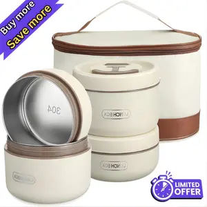 4-Layer Large Capacity Stainless Steel Lunch Set with Carrying Bag – Stackable Multi-Tier Meal Prep Containers, Heavy-Duty Food Box for Work, School & Camping