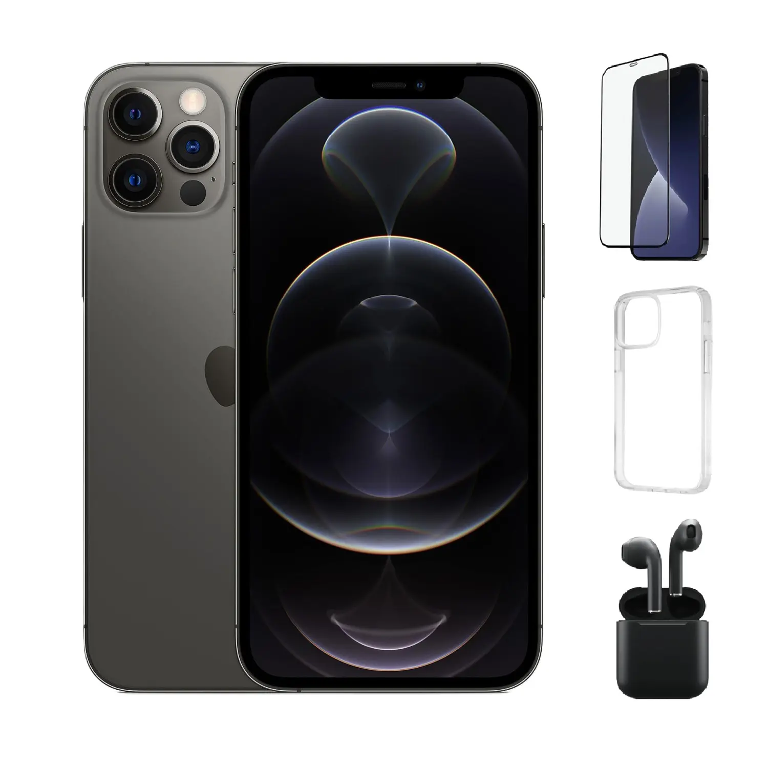 Refurbished iPhone 12 Pro (Unlocked)-Good Condition with Case, Wireless Earbuds,Tempered Glass Screen Protector & 1 Year Warranty