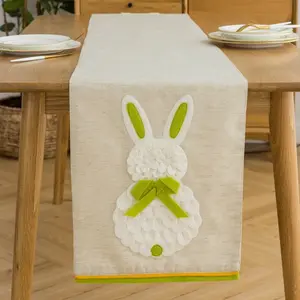 3D Easter Bunny Linen Table Runner, Table Runner Handmade