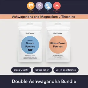 Double Ashwagandha Bundle: 30 Magnesium Patches + 30 Relaxing Patches, Support Sleep Quality, Stress Relief, Double Ashwagandha, Magnesium L-Theanine