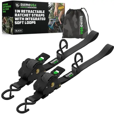4-Pack Heavy Duty Polyester Tie Down Straps – 9.8 Ft, 550 Lb Load, Flat Hook, For Motorcycle Truck Trailer-668168