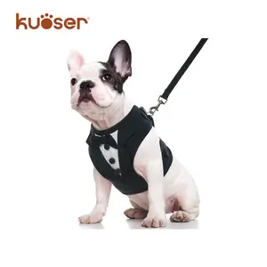 Kuoser Dog Tuxedo Harness, Adjustable Dog Harness No Pull for Small Medium Dogs, Dog Wedding Suit with Bow Tie Party Costume