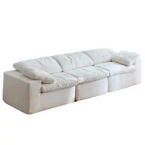 cloud floor sofa modern Chenille Sofa Alert! 10cm High-Density Foam + 26cm Pocket Springs = Cloud Comfort