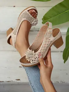 Women's Multi-Color Wedge Sandals, Trendy Sandals, Fashionable Wedge Shoes, Summer Outdoor Soft Sole, Buckle Strap Casual Shoes, Comfortable and Stylish Footwear for Women