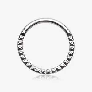 Pyramid Studded Geometric Seamless Clicker Hoop Ring
