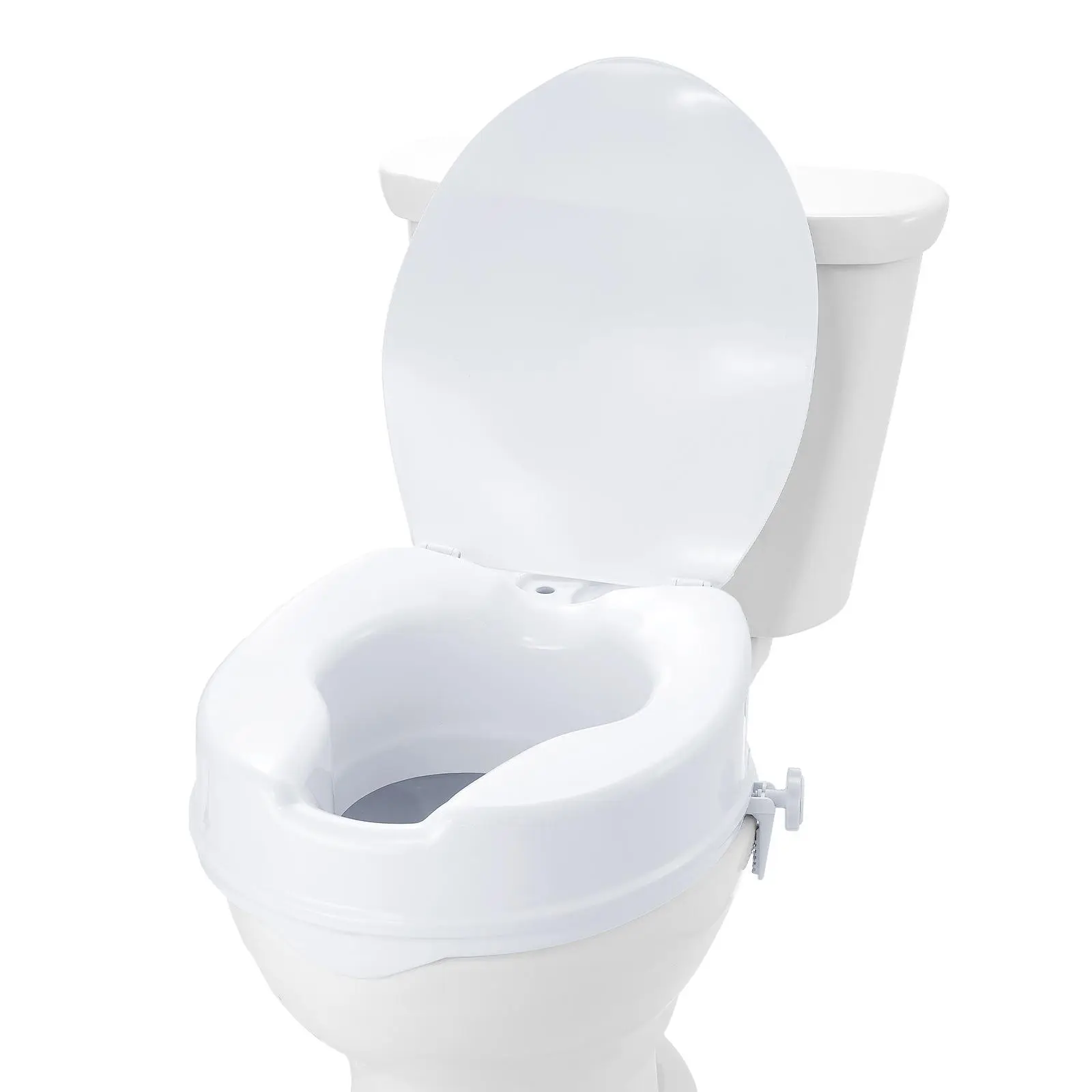 【BackToSchool】VEVOR Raised Toilet Seat, 4" Height Raised, 300 lbs Weight Capacity, Universal Toilet Seat Riser, Screw Rod Locking, with Toilet Seat, for Elderly, Handicap, Patient, Pregnant, Medical