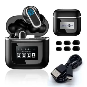 YX27 Noise Cancelling earbuds, touchscreen earbuds with screen, dual-mic touch screen earbuds e sr headset b Audio Headphone design earbuds intelligent touch