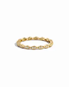 Sami Jewels Diamond Stacking Ring for Women, 925 Sterling Silver Plated with 14k Gold, Sizes 4-12, 2mm Width, Hypoallergenic and Nickel-free, Ideal Dainty Ring for Everyday Wear