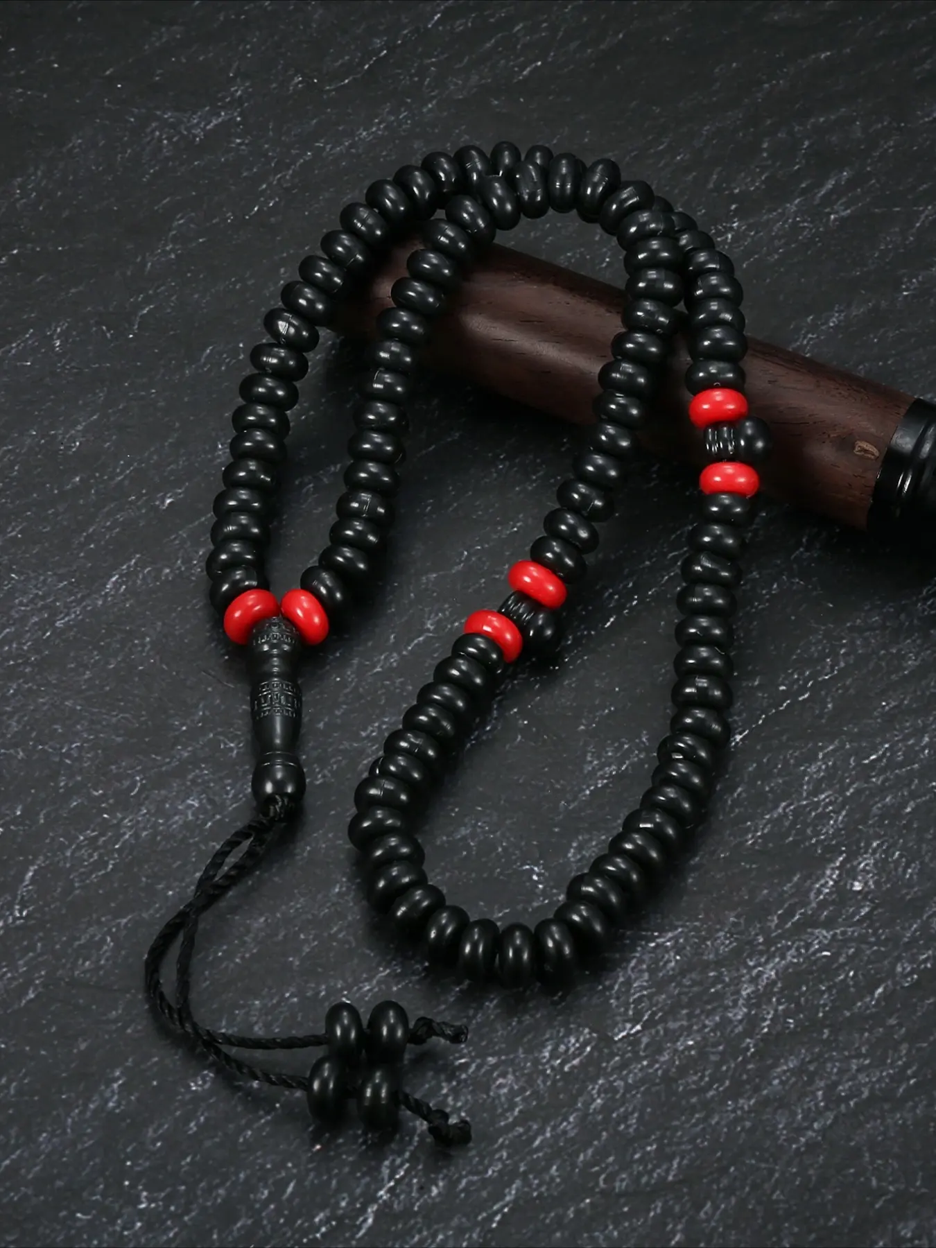Black Bead Islamic Muslim Prayer Beads, Made of Acrylic Material, Fashionable Tassels, Hand Woven in Black and Red, Bead Bead Prayer Bead Bracelet, For Muslim Men's and Women's Daily Decorative Gifts