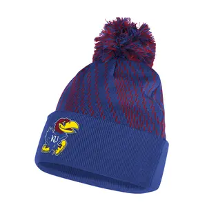 adidas Mens Kansas Jayhawks Players Cuff Beanie  - Blue, Red