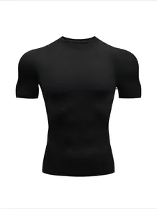 2026 New Men's Short-Sleeve T-Shirt, Fitness Running Basketball Gym Wear, Tight-Fitting Black Sports Top, Activewear
