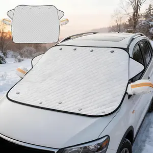 DUFIKKI Car Windshield Snow Cover , 4-Layer Protection for for Snow, Ice, Frost, Sunlight Sun Shade, Strong Magnetic Heavy Duty Thick Protective Windscreen Cover, Fit for Large Cars, SUV, Truck, Van in All Weather