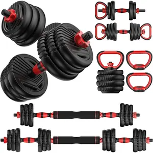 Adjustable Dumbbell Set 20LBS/35LBS/55LB/70LBS/90lbs Free Weights Dumbbells, 4 in 1 Weight Set, Dumbbell, Barbell, Kettlebell, Push-up,  Gym Fitness Workout Equipment for Men Women